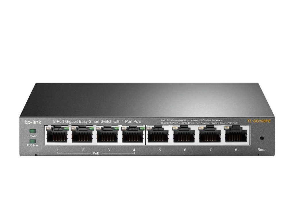 [TL-SG108PE] TP-Link TL-SG108PE Gestito L2 Gigabit Ethernet (10/100/1000) Supporto Power over Ethernet (PoE) Nero