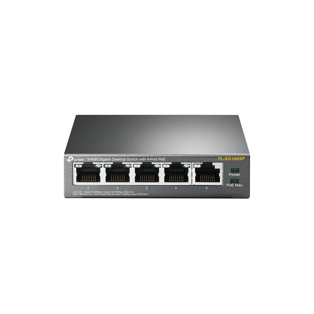 [TL-SG1005P] TP-Link TL-SG1005P Non gestito Gigabit Ethernet (10/100/1000) Supporto Power over Ethernet (PoE) Nero