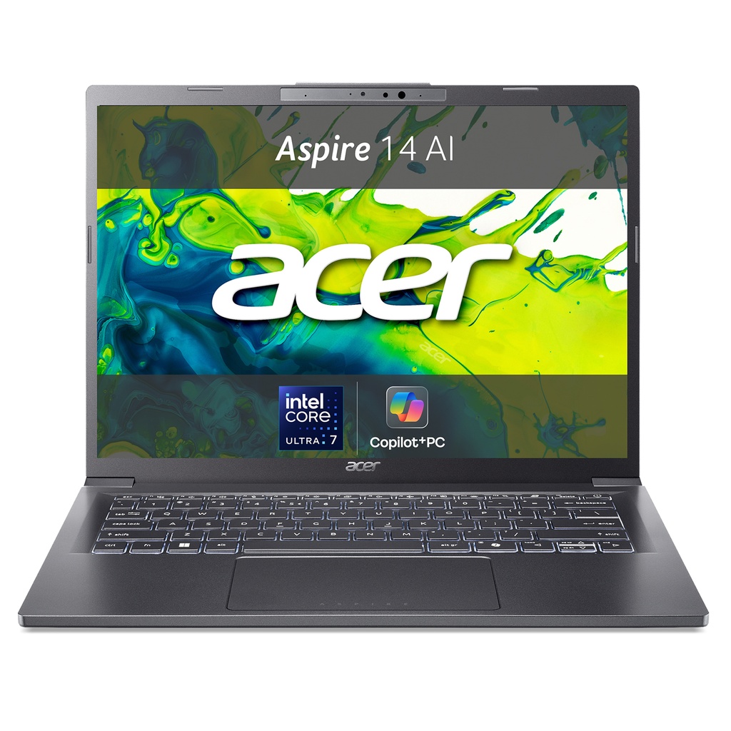 [NX.JFVET.003] Acer Aspire 14 AI Copilot+ PC Intel Core Ultra 7 256V Laptop 35.6 cm (14") WUXGA 16 GB LPDDR5x-SDRAM 512 GB SSD Wi-Fi 6E (802.11ax) Windows 11 Home Italian Grey