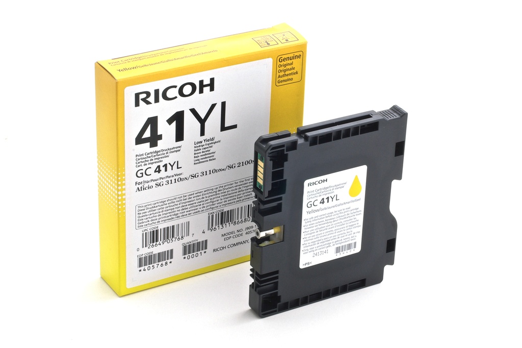 [GC41YL] ORIGINAL Ricoh cartuccia gelo giallo GC41YL 405768 ~600 Seiten
