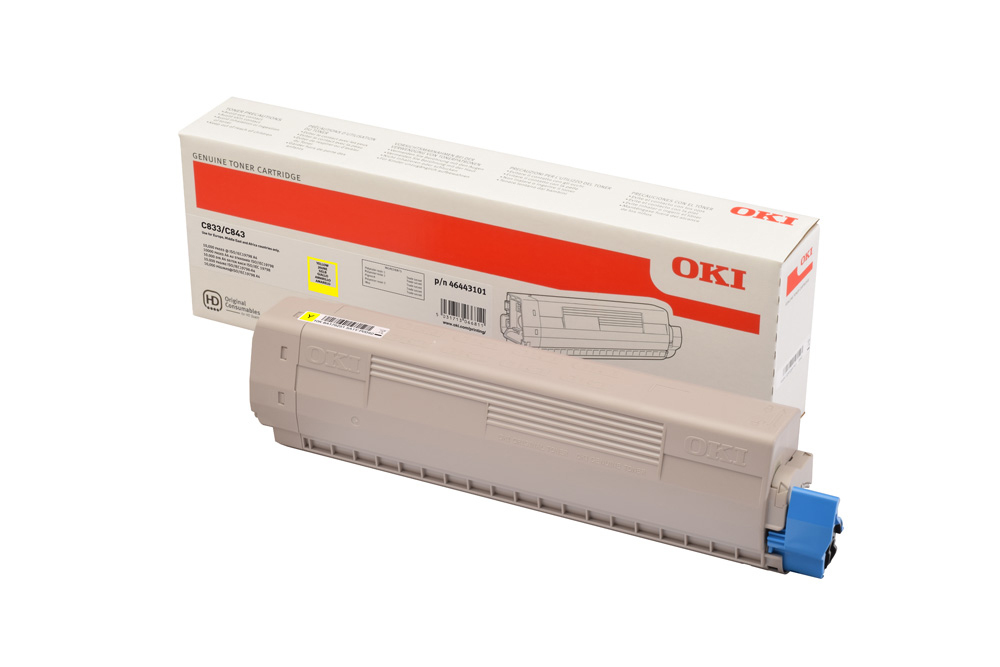 ORIGINAL OKI toner giallo 46443101 C833/C843 ~10000 Seiten