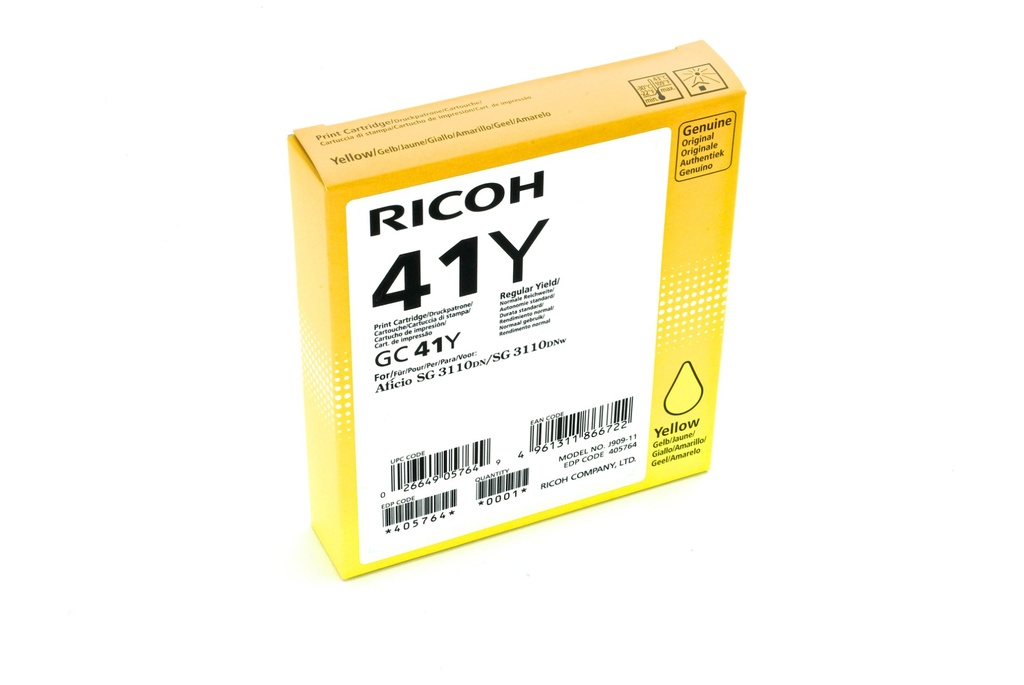 [GC41YHC] Ricoh 405764 cartuccia d'inchiostro 1 pz Originale Resa standard Giallo
