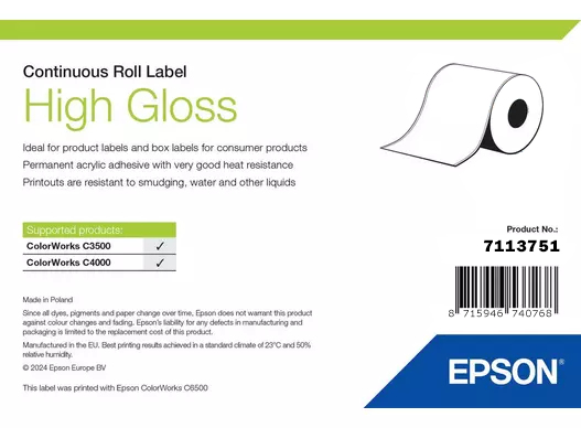 [7113751] Epson High Gloss Label Etichetta per stampante autoadesiva