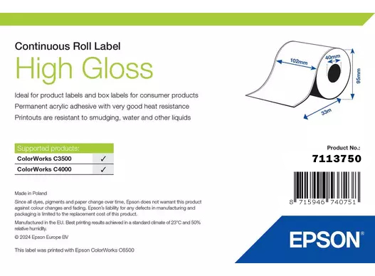 Epson High Gloss Label Etichetta per stampante autoadesiva