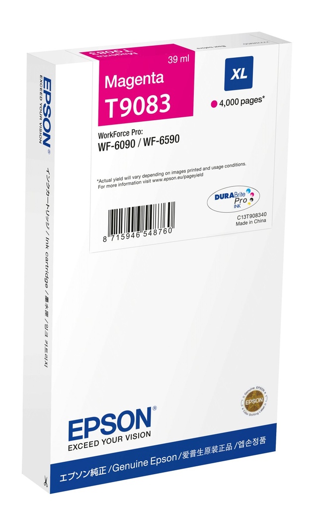 [C13T90834N] ORIGINAL Epson Cartuccia d'inchiostro magenta C13T90834N T9083 XL ~4000 Seiten 39ml