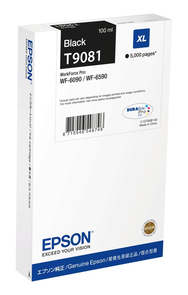 [C13T90814N] ORIGINAL Epson Cartuccia d'inchiostro nero C13T90814N T9081 XL ~5000 Seiten 100ml