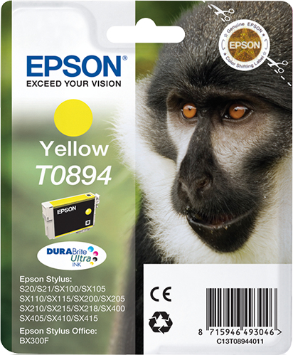 [C13T08944011] Epson Monkey Inchiostro giallo singolo DURABrite Ultra Scimmia T0894