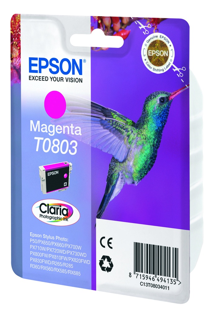 ORIGINAL Epson Cartuccia d'inchiostro magenta C13T08034011 T0803 ~460 Seiten 7,4ml