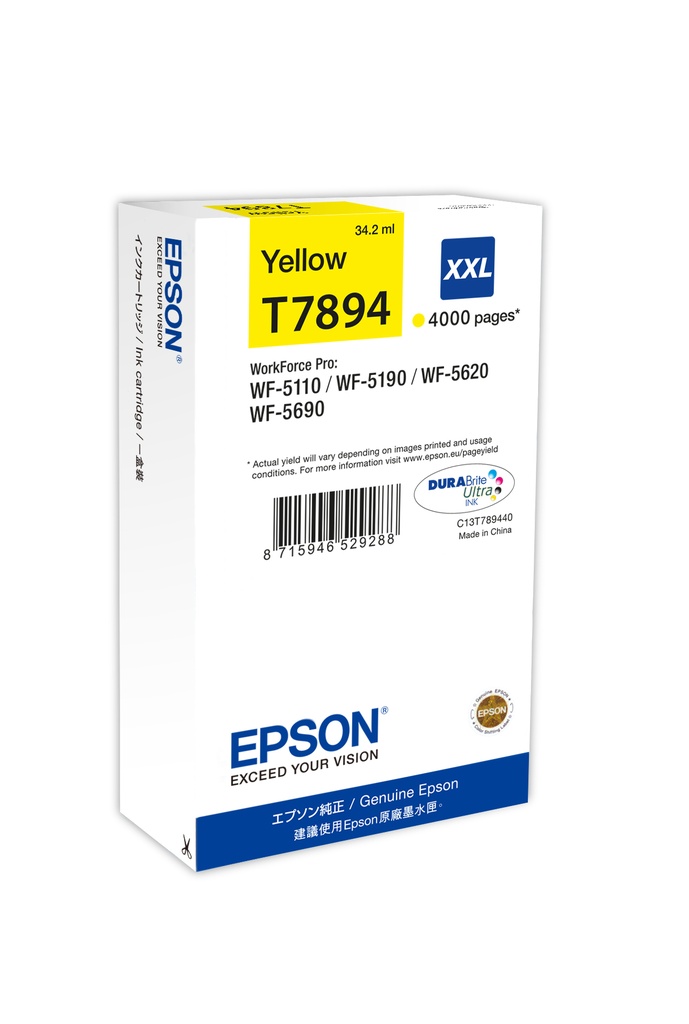 ORIGINAL Epson Cartuccia d'inchiostro giallo C13T789440 T7894 XXL ~4000 Seiten 34,2ml XXL