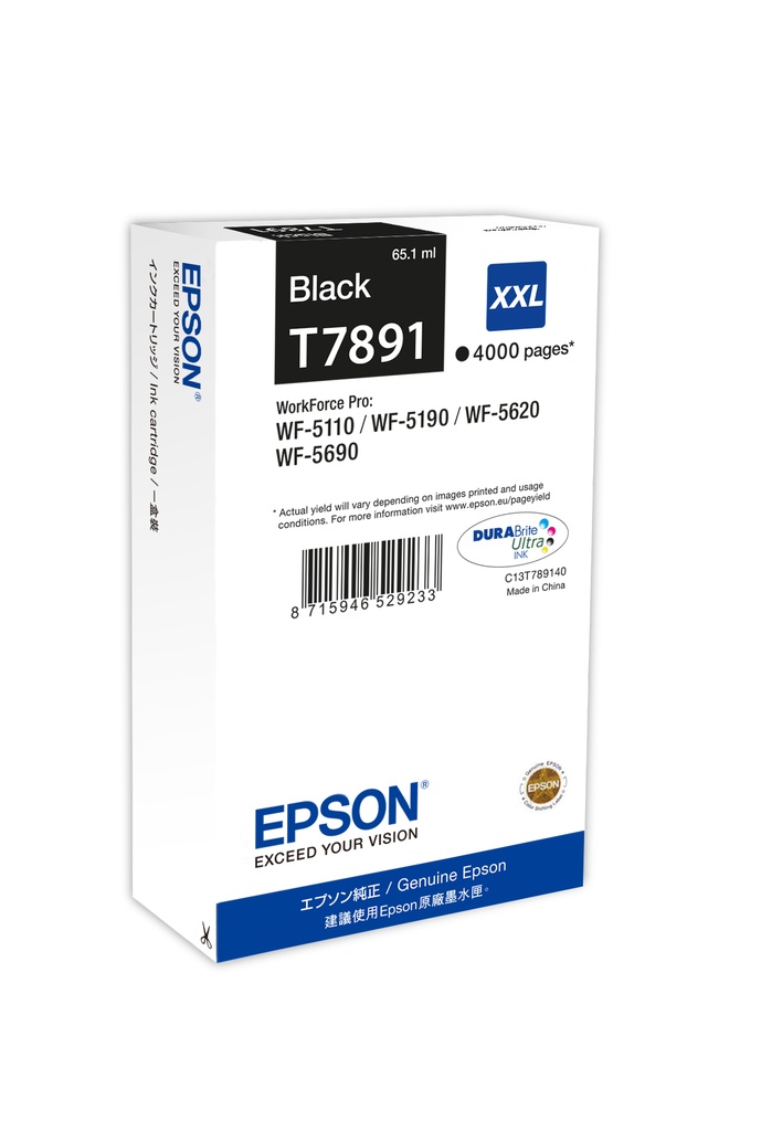 ORIGINAL Epson Cartuccia d'inchiostro nero C13T789140 T7891 XXL ~4000 Seiten 65,1ml XXL