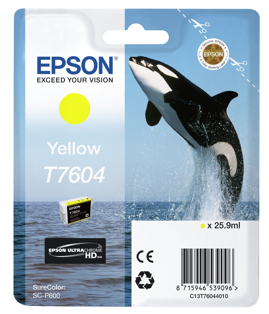 [C13T76044010] ORIGINAL Epson Cartuccia d'inchiostro giallo C13T76044010 T7604 ~2200 Seiten 25,9ml UltraChrome HD