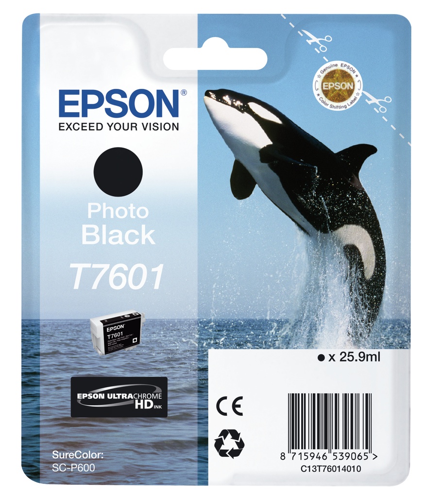 ORIGINAL Epson Cartuccia d'inchiostro Nero (Foto) C13T76014010 T7601 ~4200 Seiten 25,9ml UltraChrome HD
