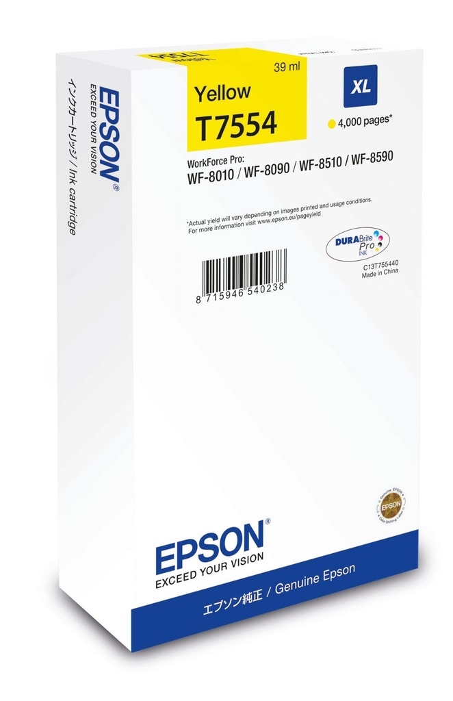 [C13T75544N] Epson C13T75544N cartuccia d'inchiostro 1 pz Originale Resa elevata (XL) Giallo