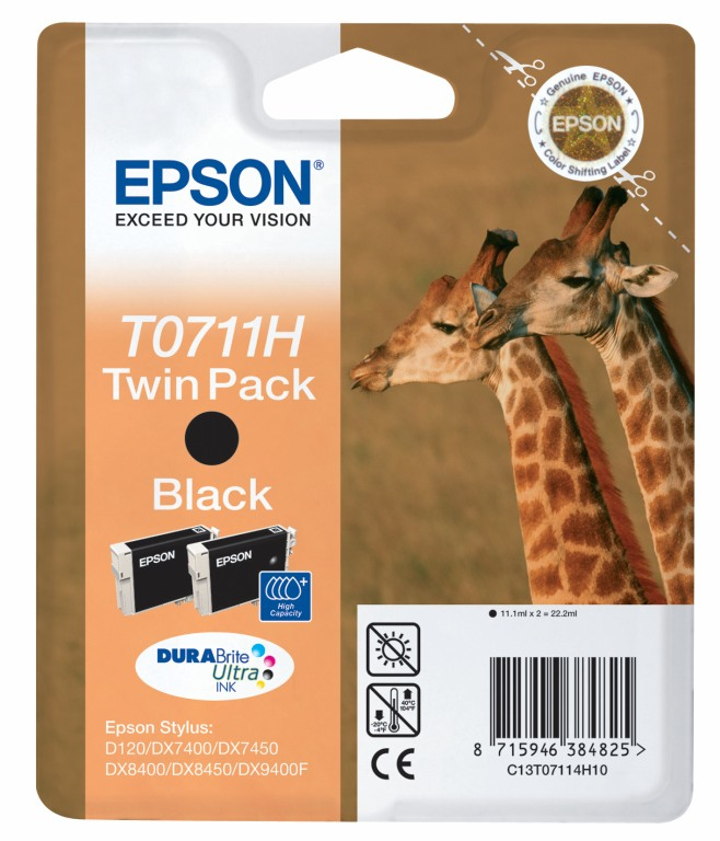 ORIGINAL Epson Multipack nero C13T07114H10 T0711H ~760 Seiten Cartuccie d´inchiostro, Confezione doppia