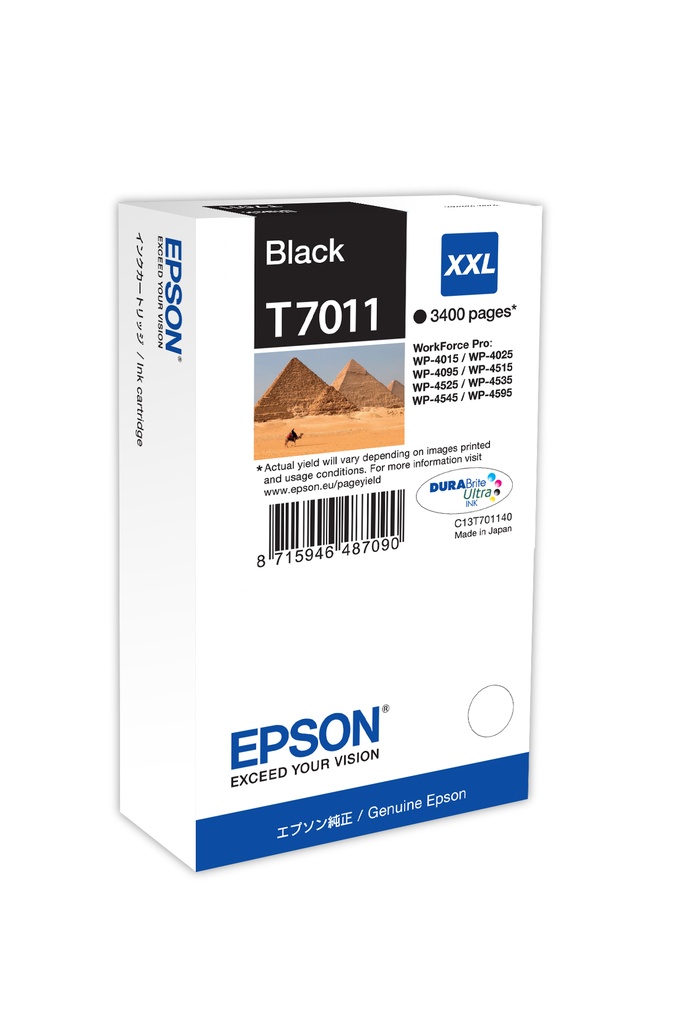 ORIGINAL Epson Cartuccia d'inchiostro nero C13T70114010 T7011 XXL ~3400 Seiten XXL