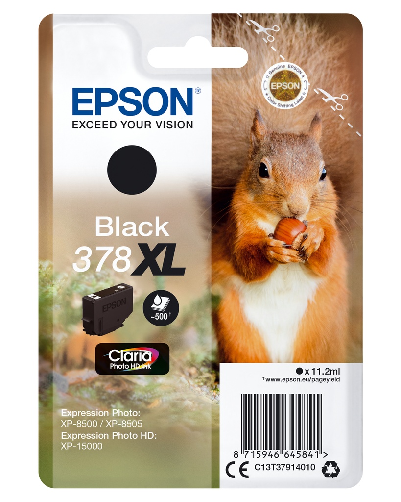 ORIGINAL Epson Cartuccia d'inchiostro nero C13T37914010 378XL ~500 Seiten 11,2ml
