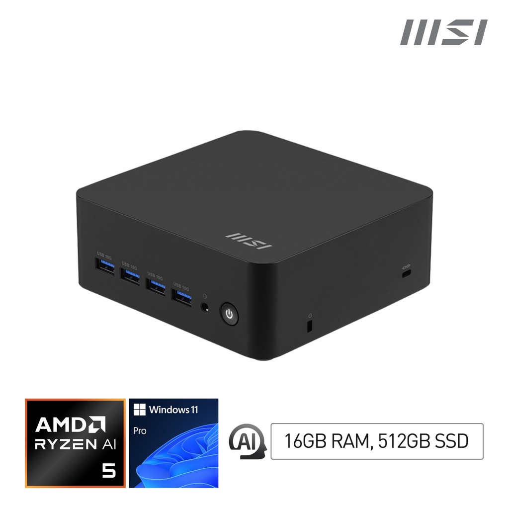 [9S6-B03231-013] MSI Cubi Z AI 8M-013EU AMD Ryzen™ 5 8645HS 16 GB DDR5-SDRAM 512 GB SSD Windows 11 Pro Mini PC Nero