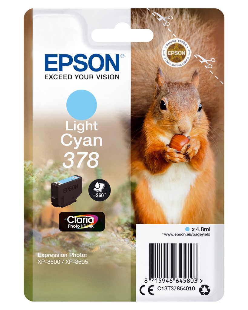ORIGINAL Epson Cartuccia d'inchiostro ciano (chiaro) C13T37854010 378 ~360 Seiten 4,8ml