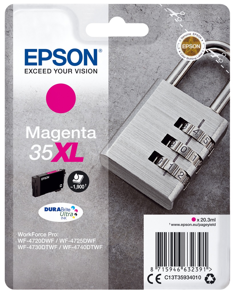 ORIGINAL Epson Cartuccia d'inchiostro magenta C13T35934010 35XL ~1900 Seiten 20,3ml