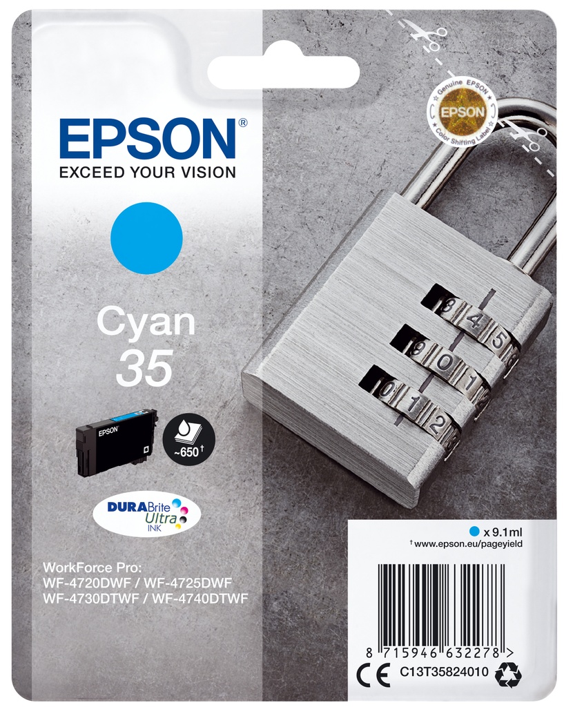 ORIGINAL Epson Cartuccia d'inchiostro ciano C13T35824010 35 ~650 Seiten 9,1ml