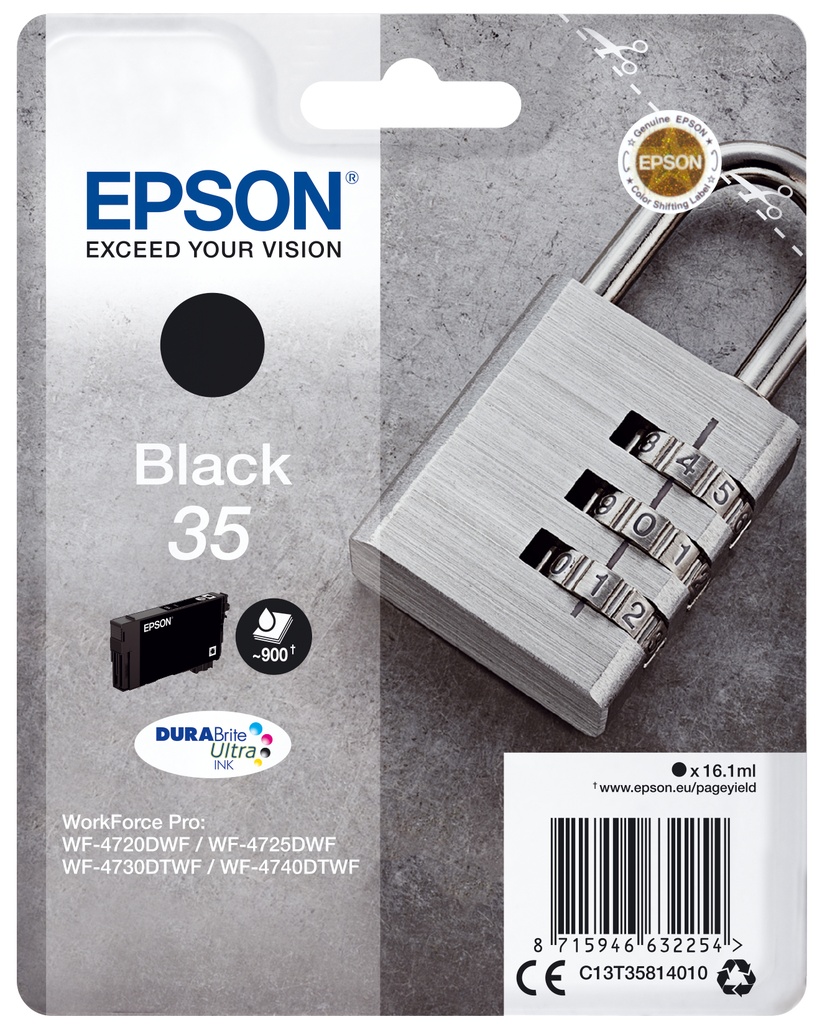 [C13T35814020] Epson Padlock Inchiostro nero singolo DURABrite Ultra Lucchetto 35