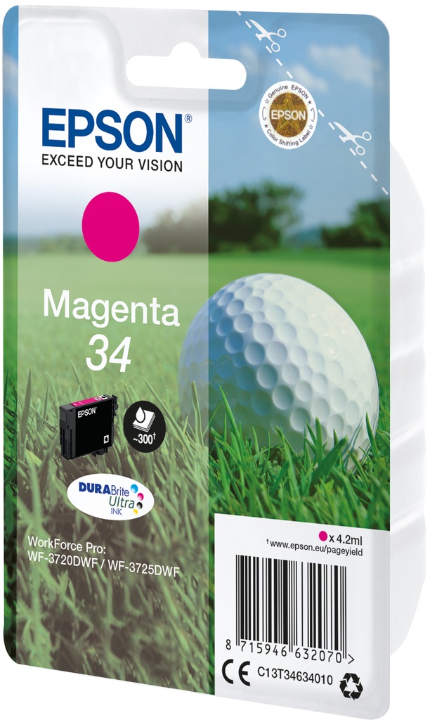 [C13T34634020] Epson Golf ball Inchiostro magenta singolo DURABrite Ultra Pallina da golf 34