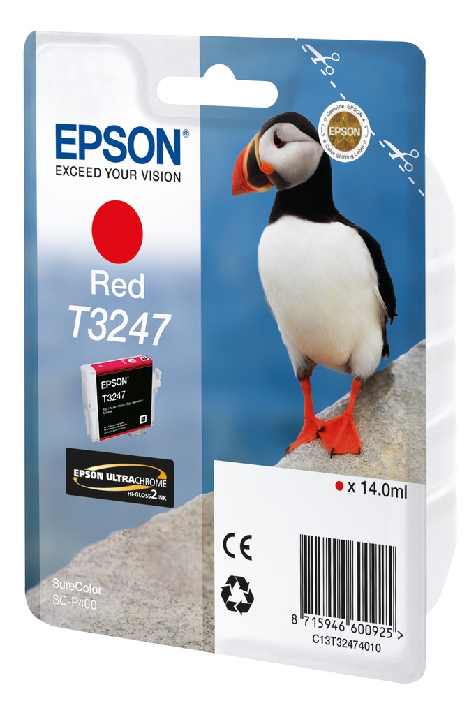 ORIGINAL Epson Cartuccia d'inchiostro Rosso C13T32474010 T3247 ~980 Seiten 14ml