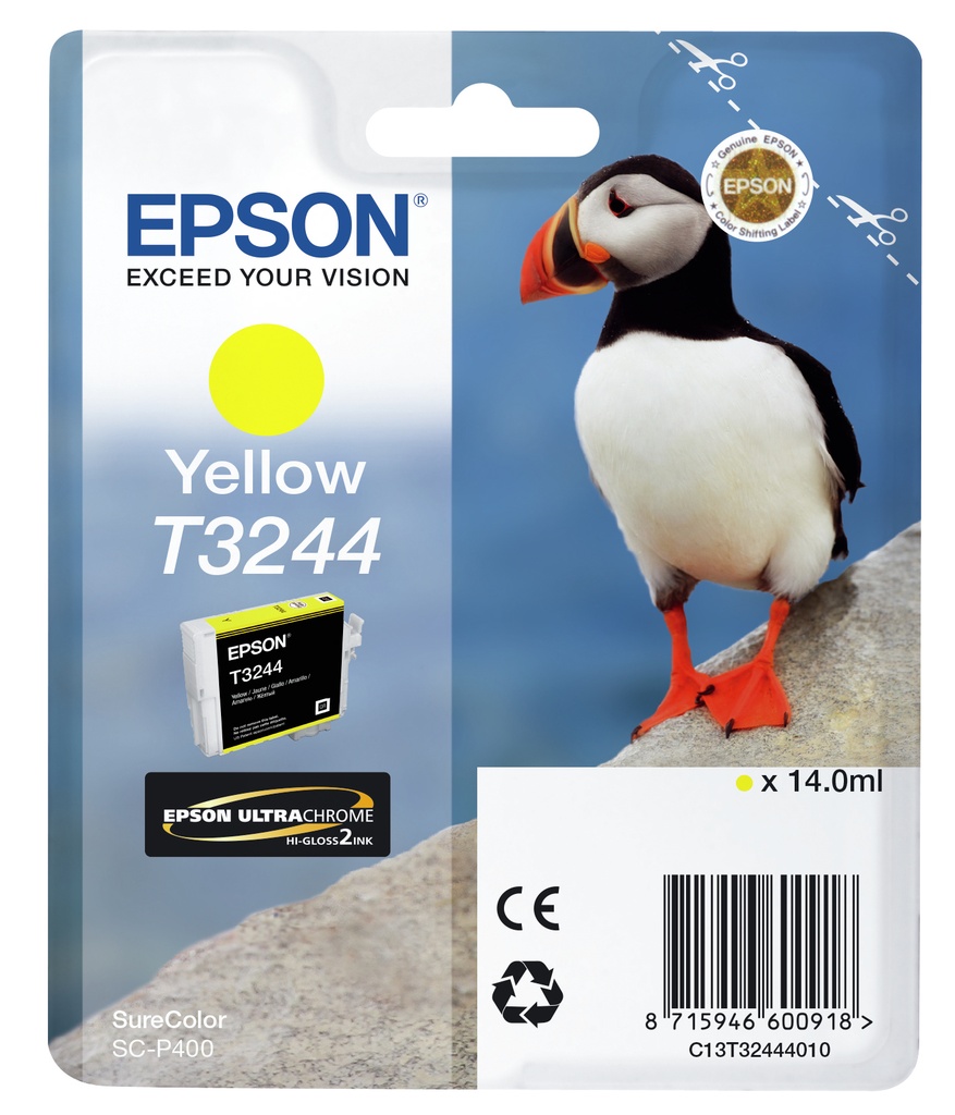 ORIGINAL Epson Cartuccia d'inchiostro giallo C13T32444010 T3244 ~980 Seiten 14ml