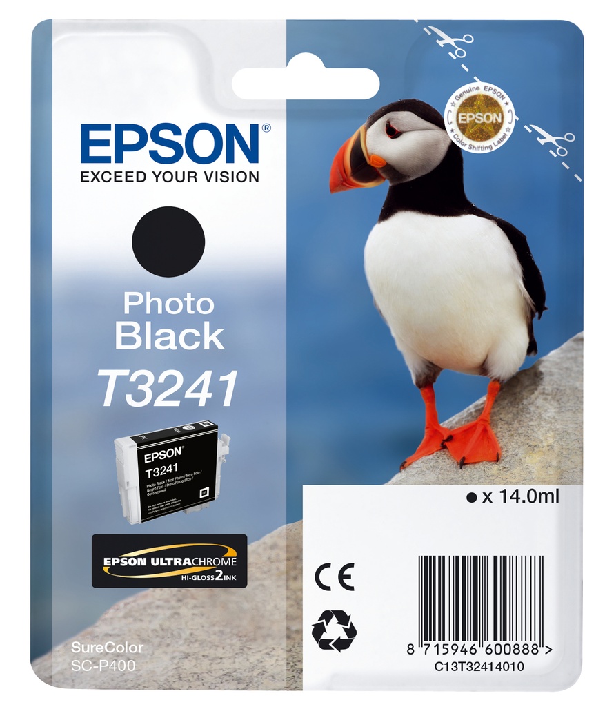 ORIGINAL Epson Cartuccia d'inchiostro nero C13T32414010 T3241 ~4200 Seiten 14ml