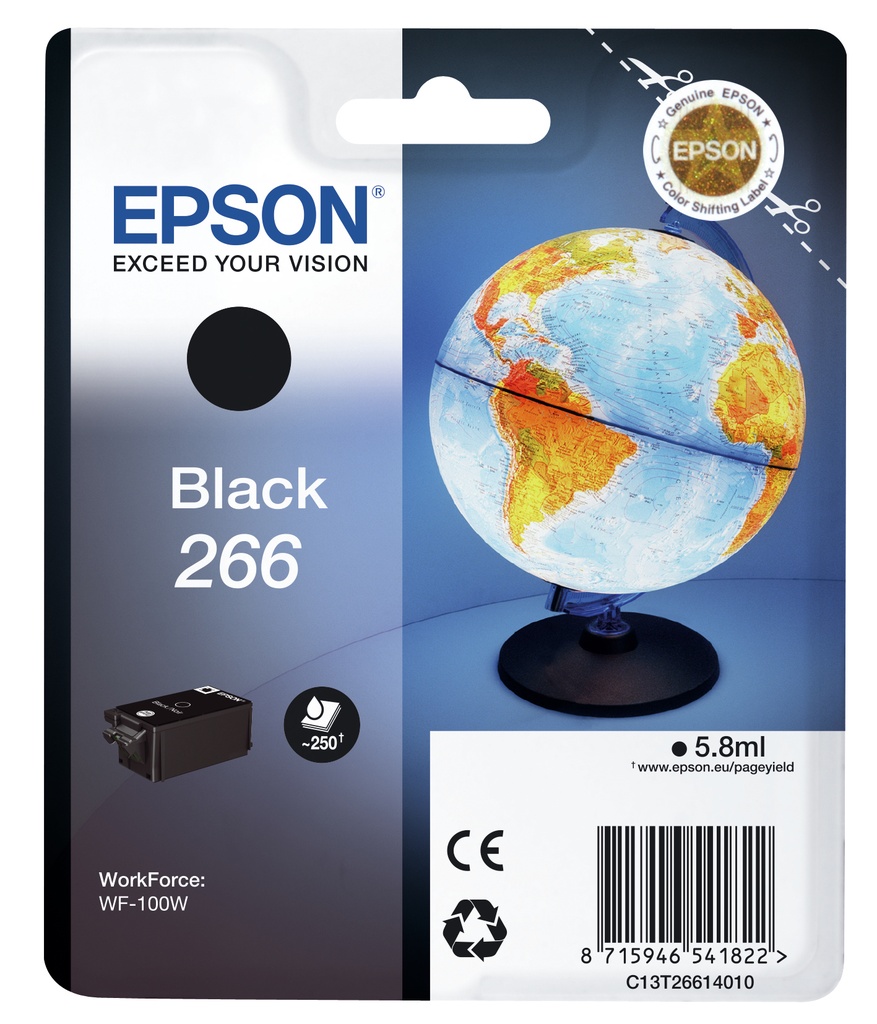 ORIGINAL Epson Cartuccia d'inchiostro nero C13T26614010 266 ~250 Seiten 5,8ml