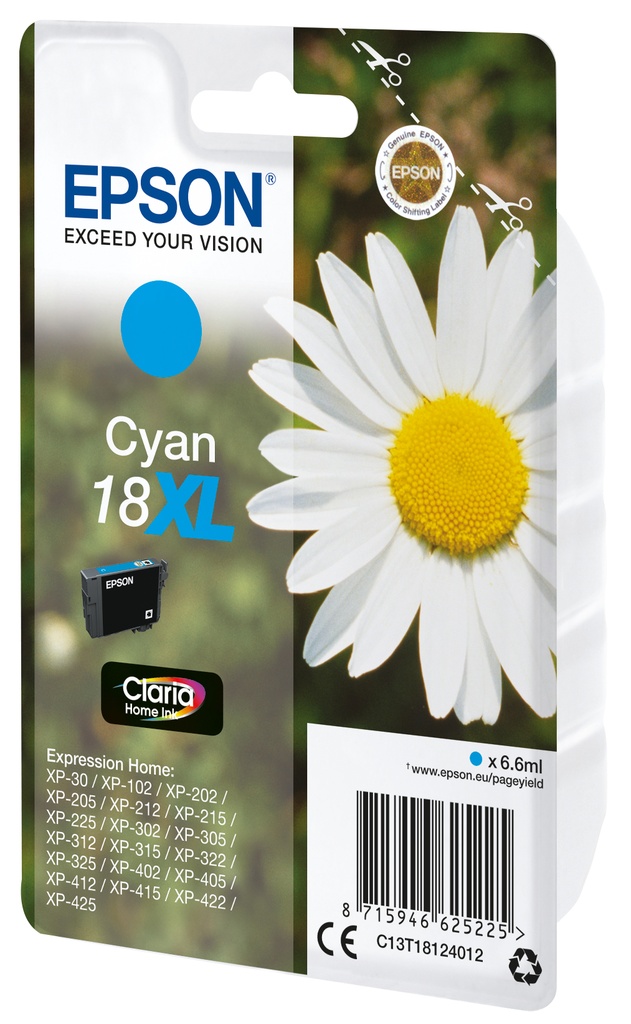 [C13T18124022] Epson Daisy Cartuccia Margherita Ciano Inchiostri Claria Home 18XL