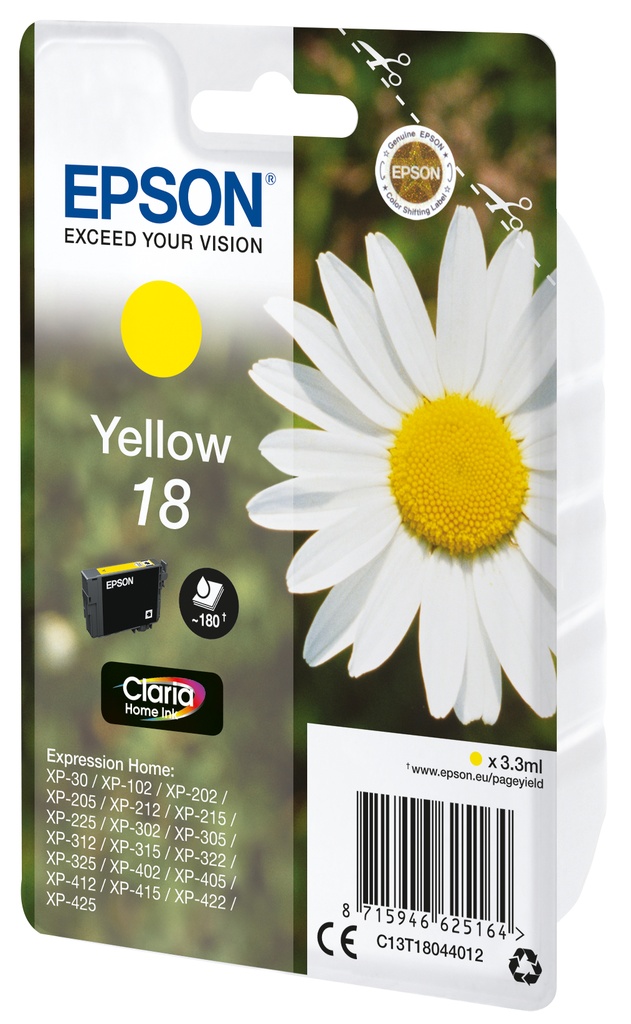 [C13T18044022] Epson Daisy Cartuccia Margherita Giallo Inchiostri Claria Home 18