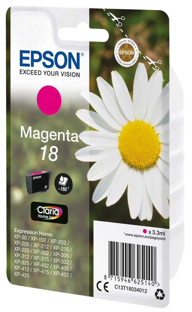 [C13T18034022] Epson Daisy Cartuccia Margherita Magenta Inchiostri Claria Home 18