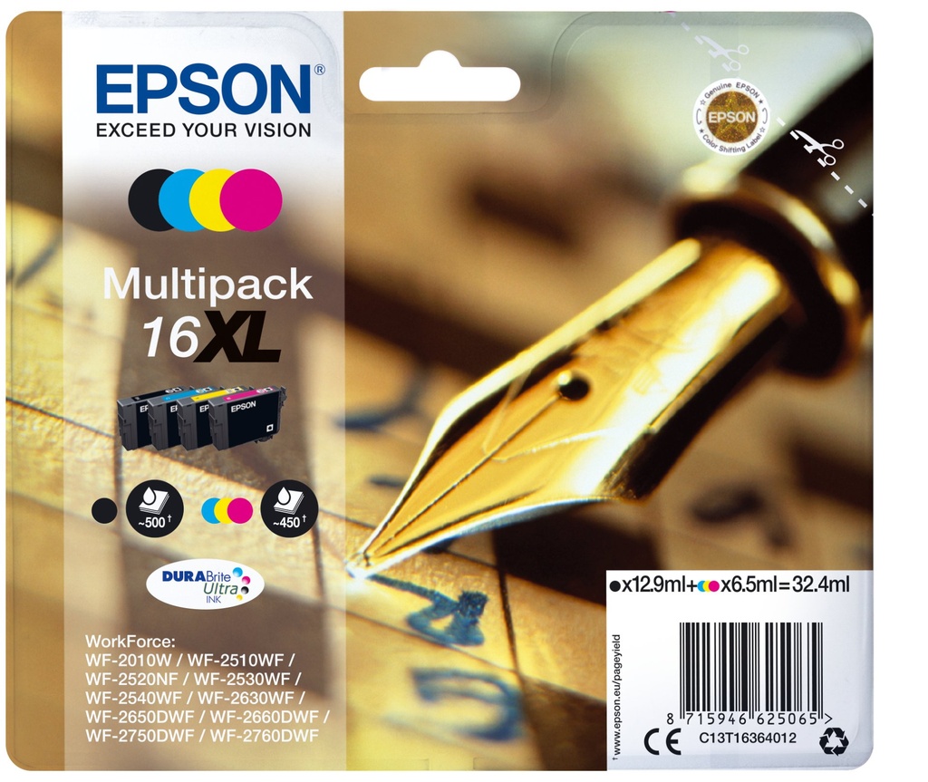 [C13T16364022] Epson Pen and crossword Multipack 4-colours 16XL DURABrite Ultra Ink