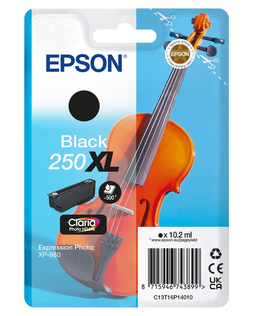 [C13T16P14010] Epson 250XLViolin Claria Photo HD cartuccia d'inchiostro 1 pz Originale Resa elevata (XL) Nero