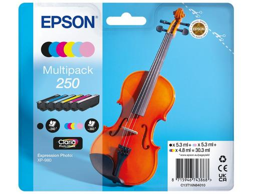 Epson 250 Violin Claria Photo HD cartuccia d'inchiostro 6 pz Originale Nero, Ciano, Ciano chiaro, Magenta chiaro, Magenta, Bianco