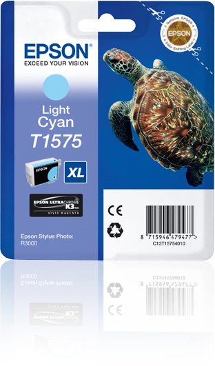 ORIGINAL Epson Cartuccia d'inchiostro ciano (chiaro) C13T15754010 T1575 XL ~2300 Seiten 25,9ml