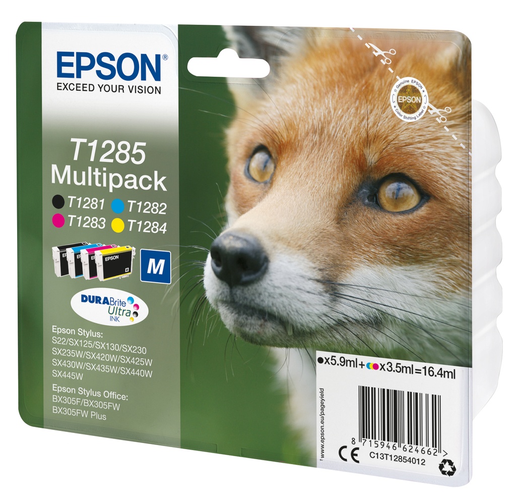 [C13T12854022] Epson Fox Multipack 4-colours T1285 DURABrite Ultra Ink