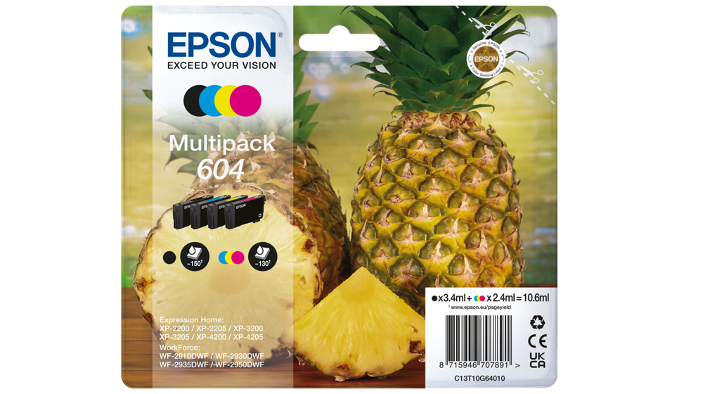 ORIGINAL Epson Multipack nero / ciano / magenta / giallo C13T10G64010 604 ~540 Seiten 2,4ml
