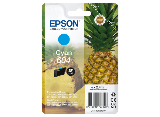 ORIGINAL Epson Cartuccia d'inchiostro ciano C13T10G24010 604 ~130 Seiten 2,4ml