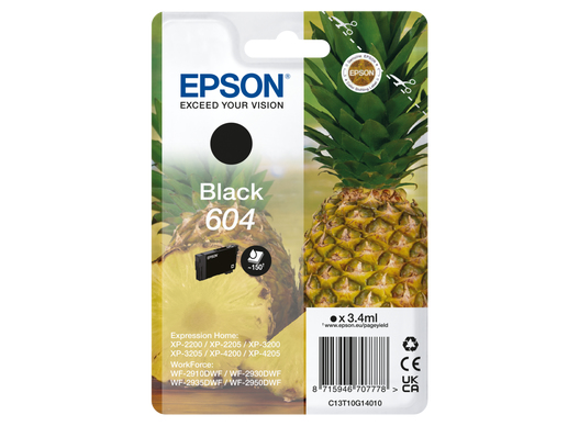 ORIGINAL Epson Cartuccia d'inchiostro nero C13T10G14010 604 ~150 Seiten 3,4ml
