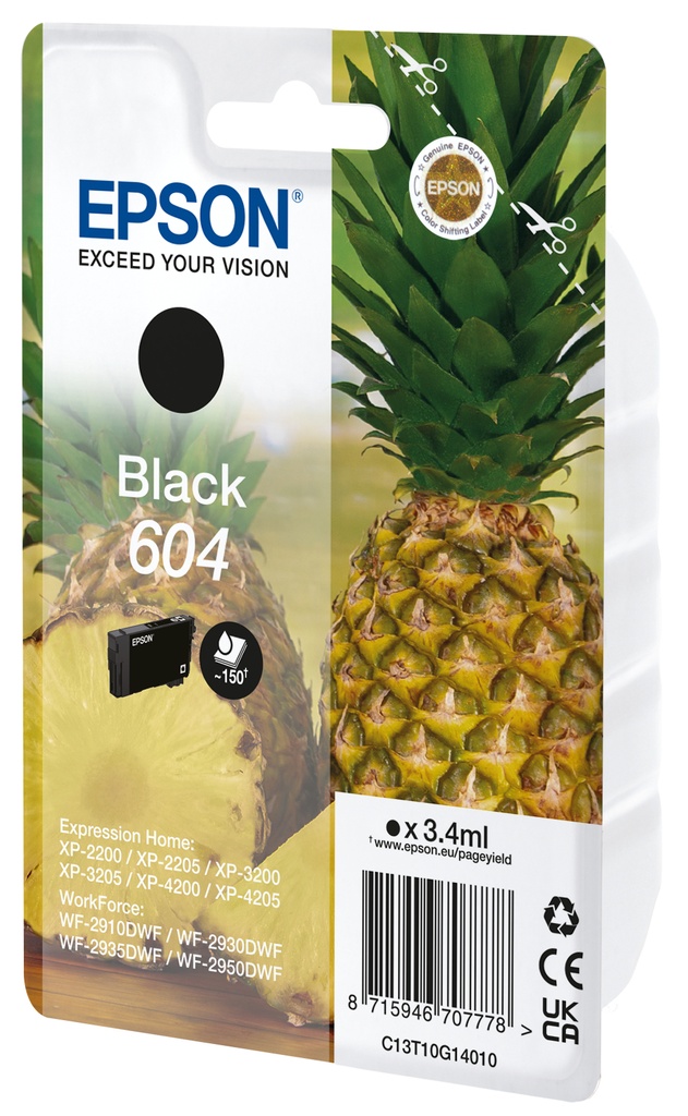[C13T10G14020] Epson 604 ananas cartuccia inchiostro originale nero 1pz