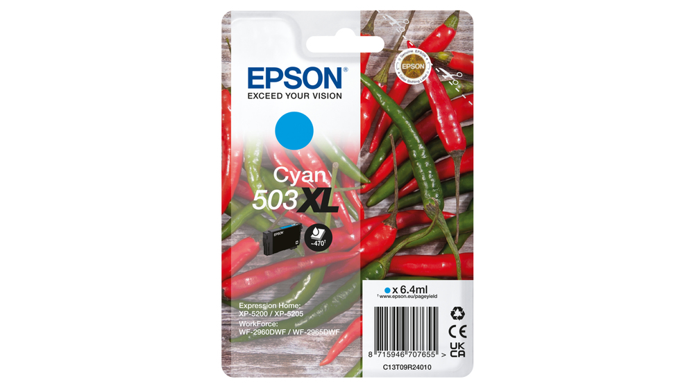 ORIGINAL Epson Cartuccia d'inchiostro ciano C13T09R24010 503 XL ~470 Seiten 6,4ml