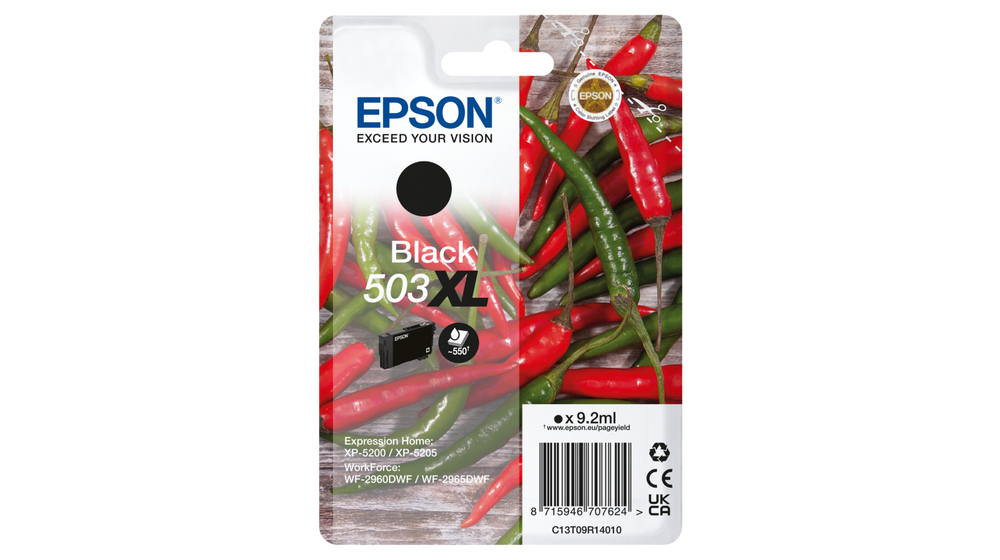 ORIGINAL Epson Cartuccia d'inchiostro nero C13T09R14010 503 XL ~550 Seiten 9,2ml