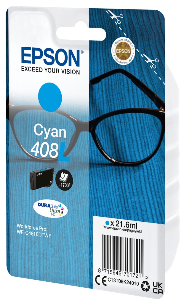 ORIGINAL Epson Cartuccia d'inchiostro ciano C13T09K24010 408L ~1700 Seiten 21,6ml