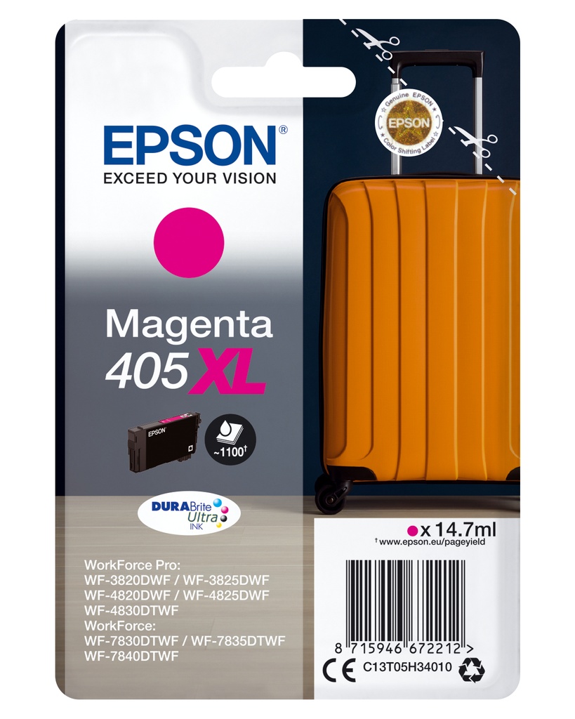 Cartuccia Epson d'inchiostro magenta C13T05H34010 405 XL 1100 pagine 14,7ml - SPEDIZIONE IMMEDIATA