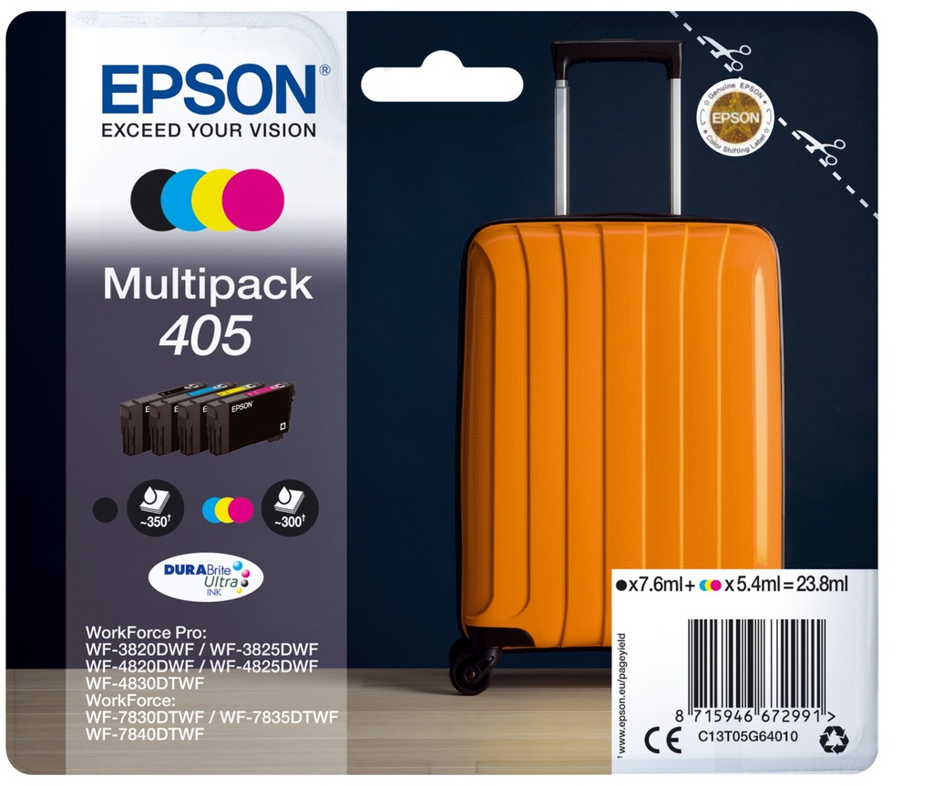 [C13T05G64010] Epson 405 DURABrite Ultra Ink ink cartridge 1 pc(s) Original Standard Yield Black, Cyan, Magenta, Yellow