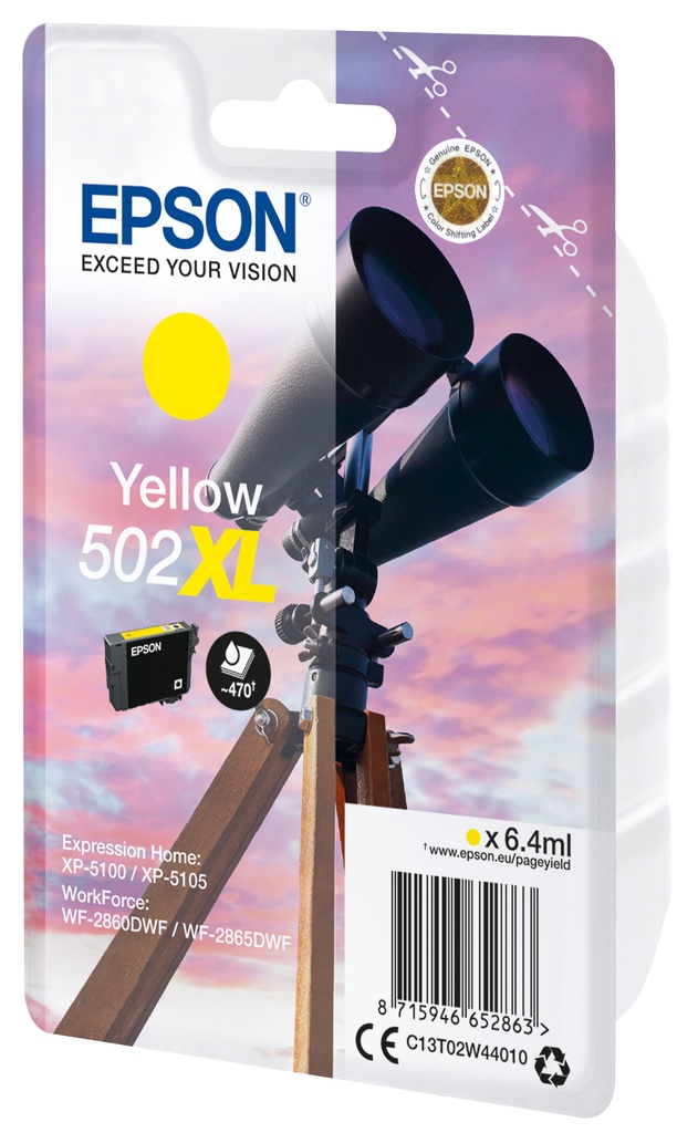 ORIGINAL Epson Cartuccia d'inchiostro giallo C13T02W44010 502XL ~470 Seiten 6,4ml