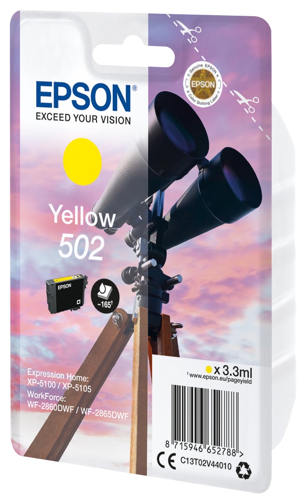 ORIGINAL Epson Cartuccia d'inchiostro giallo C13T02V44010 502 ~165 Seiten 3,3ml