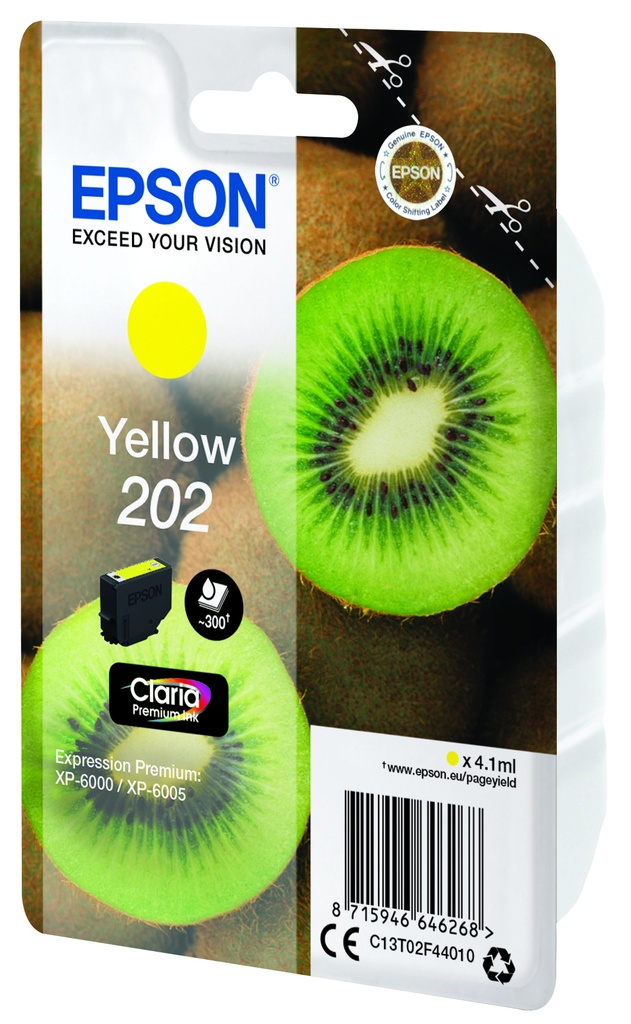 ORIGINAL Epson Cartuccia d'inchiostro giallo C13T02F44010 202 ~300 Seiten 4,1ml